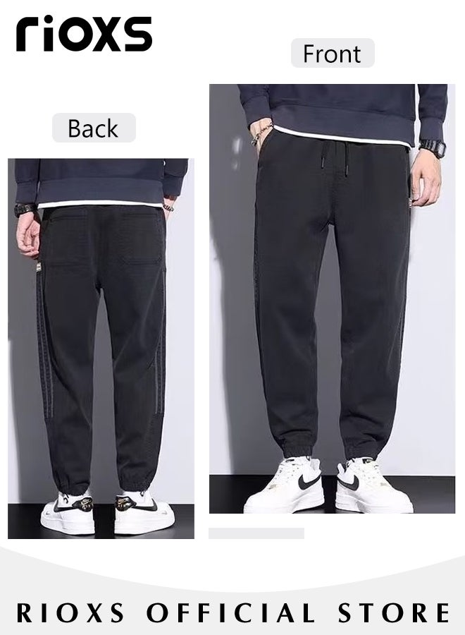 Cargo Pants For Men,Men's Casual Athletic Pants,Joggers Sweatpants,Drawstring Elastic Waist Pants With 4 Pockets,Wide Leg Loose Jogger Gym Trousers,Gift For Dad Brother Boyfriend