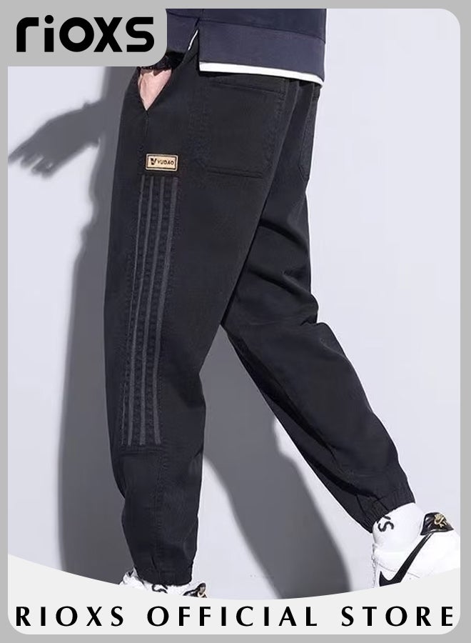 Cargo Pants For Men,Men's Casual Athletic Pants,Joggers Sweatpants,Drawstring Elastic Waist Pants With 4 Pockets,Wide Leg Loose Jogger Gym Trousers,Gift For Dad Brother Boyfriend