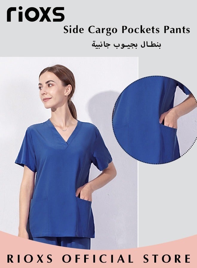 Unisex Scrub Medical Uniform, Women And Men Scrubs Set, Short Sleeve Top And Pants, Medical Scrubs Coat Scrubs Pant For Dental Laboratory