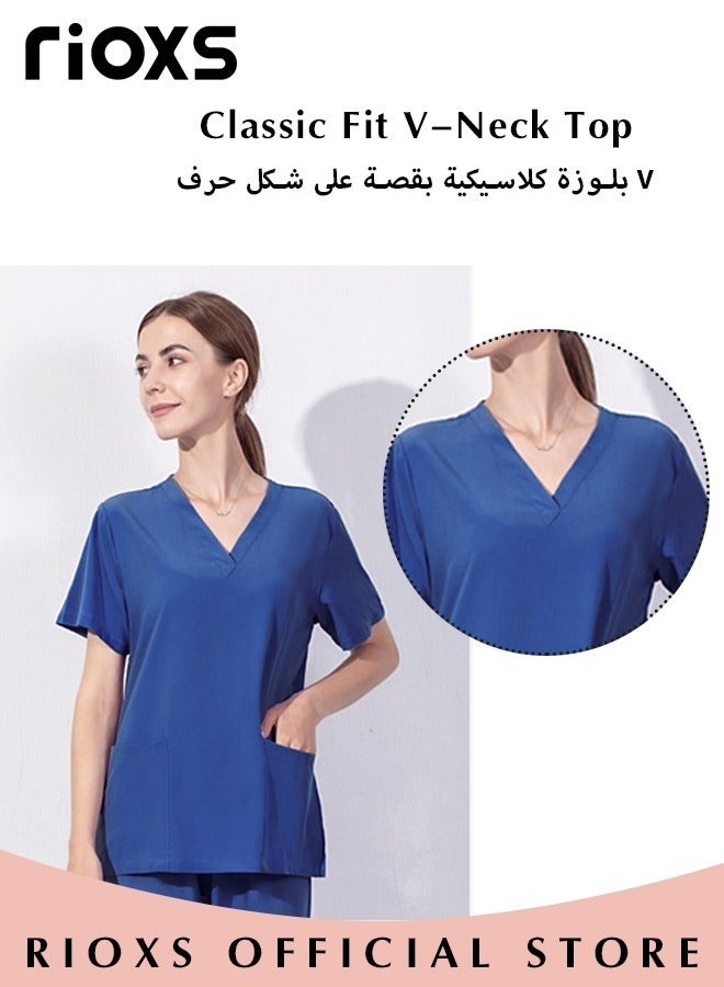 Unisex Scrub Medical Uniform, Women And Men Scrubs Set, Short Sleeve Top And Pants, Medical Scrubs Coat Scrubs Pant For Dental Laboratory