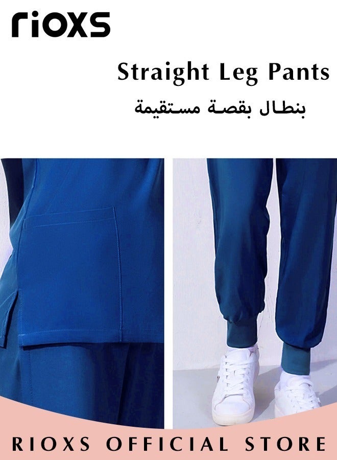 Unisex Scrub Medical Uniform, Women And Men Scrubs Set, Short Sleeve Top And Pants, Medical Scrubs Coat Scrubs Pant For Dental Laboratory