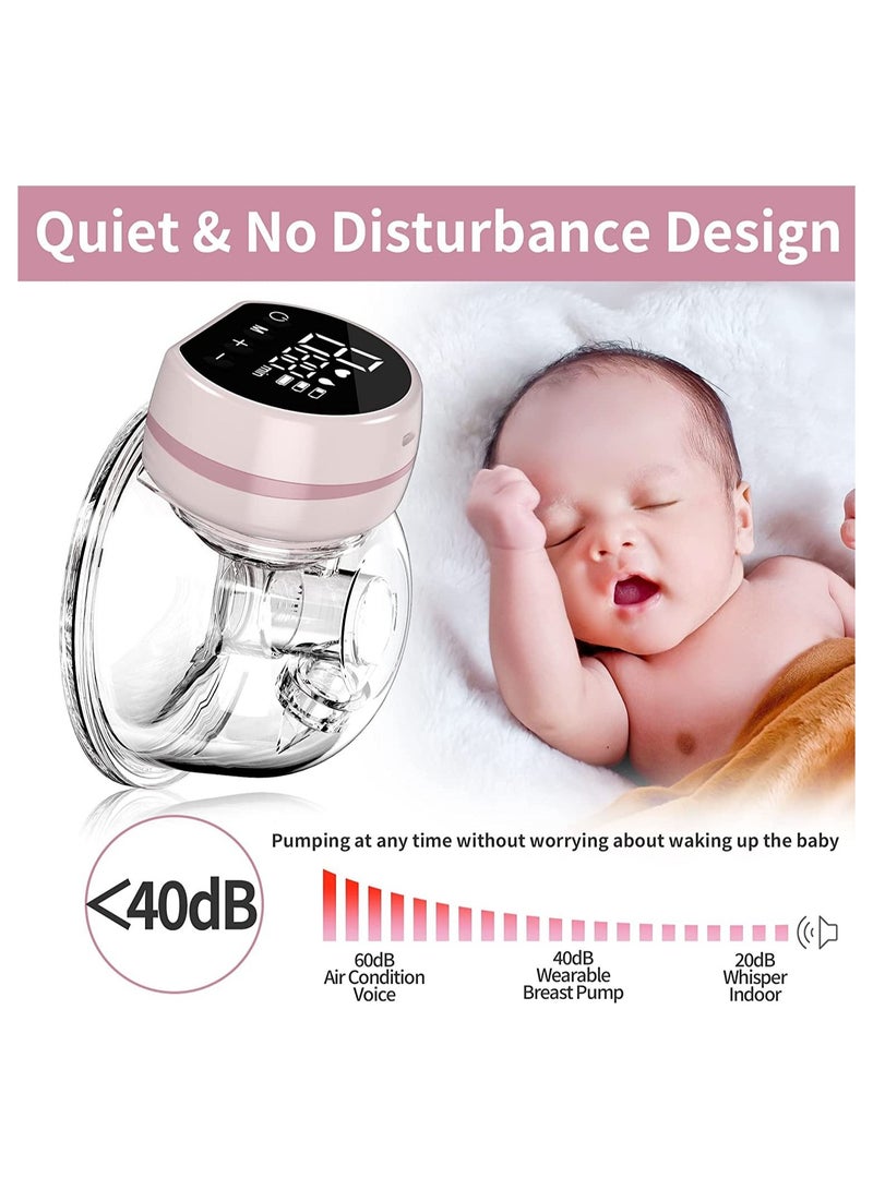 Electric Wearable Breast Pump Low Noise & Hands-Free Anti-Overflow Breast Pump with 3 Modes 9 Levels, Pouring Easy Rechargeable Single Milk Extractor with Massage Milk Extractor Mode-24mm