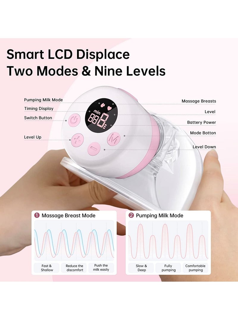 Wearable Hands Free Electric Breast Pump With LCD Display With 2 Modes And 9 Levels