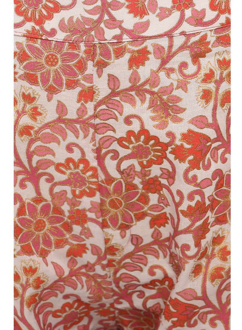 IndHeritage - Premium cotton 3pc kurti set - Light pink colour women's 3pc salwar set / kurti set - Silk dupatta & pants - Indian Kurti Set IDH00043