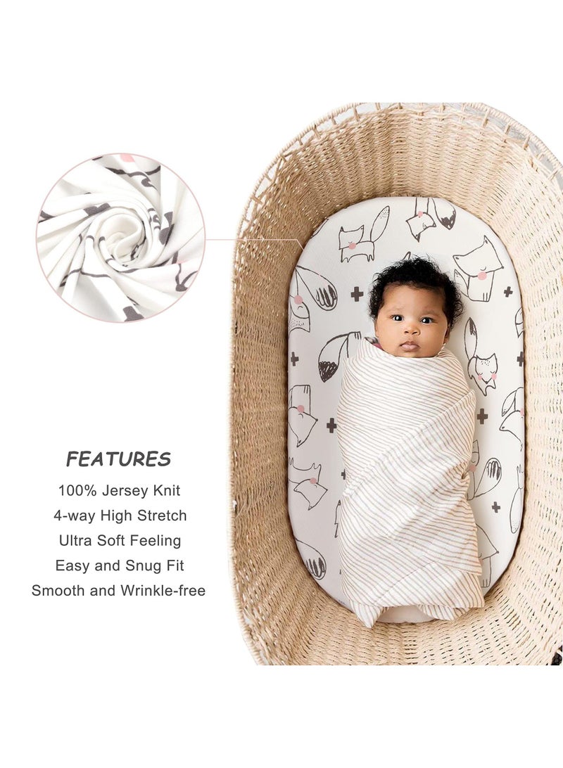 2 Piece Baby's Printed Cradle Stretch Removable Bed Cover