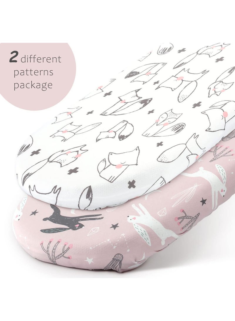 2 Piece Baby's Printed Cradle Stretch Removable Bed Cover