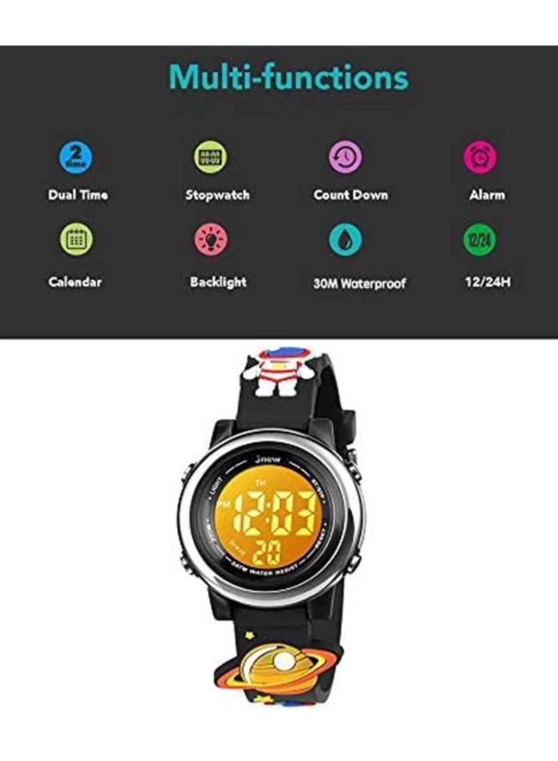 Toddler Kids Digital Watches for Girls Boys, 3D Cartoon 7 Color Lights Waterproof Sport Electronic Wrist Watch with Alarm Stopwatch for 3-10 Year Children