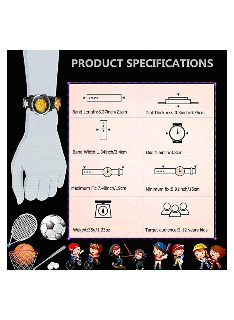 Toddler Kids Digital Watches for Girls Boys, 3D Cartoon 7 Color Lights Waterproof Sport Electronic Wrist Watch with Alarm Stopwatch for 3-10 Year Children