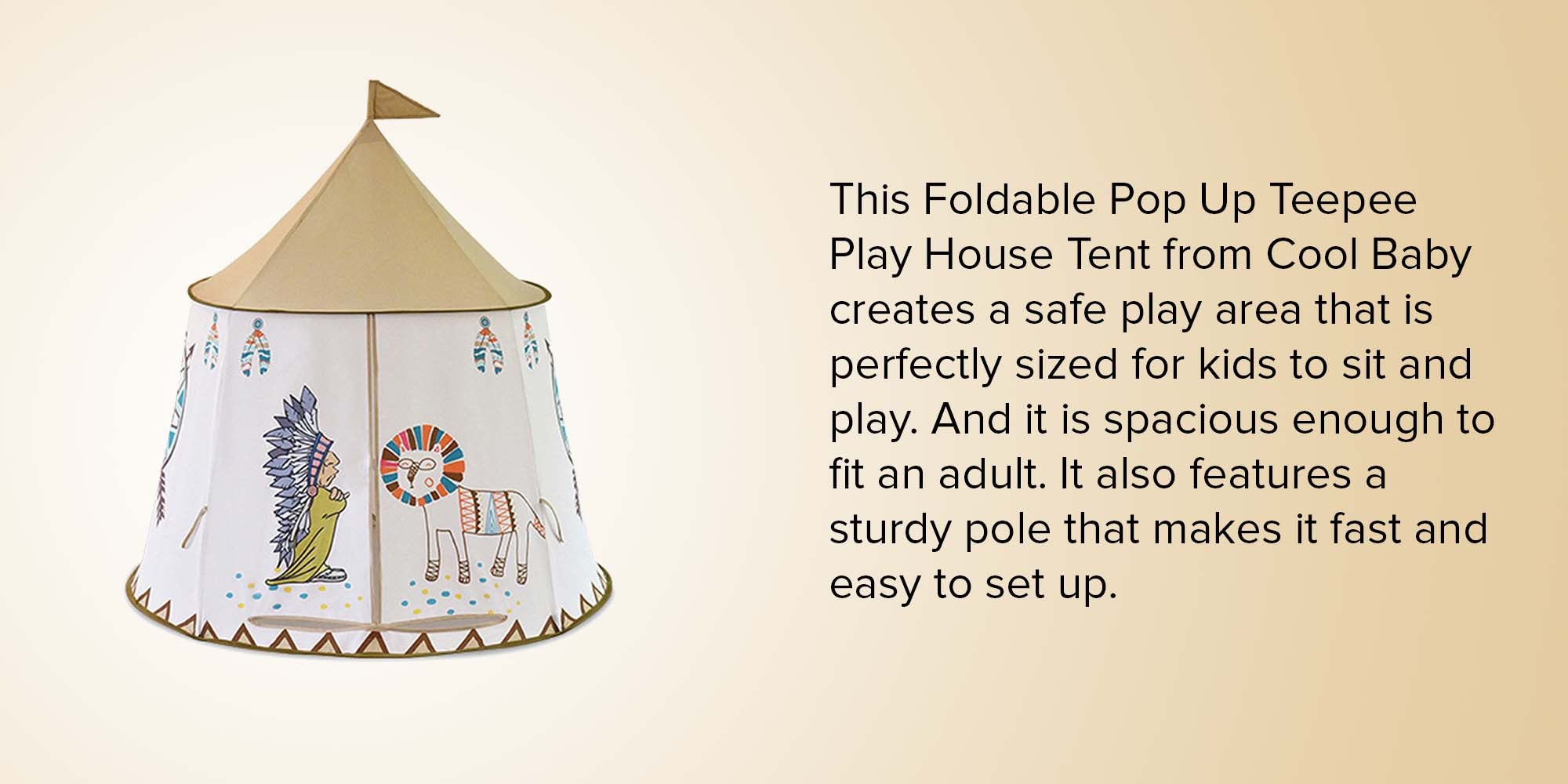 Breathable Foldable Portable Pop Up Unique Design Teepee Play House Tent 116x123cm