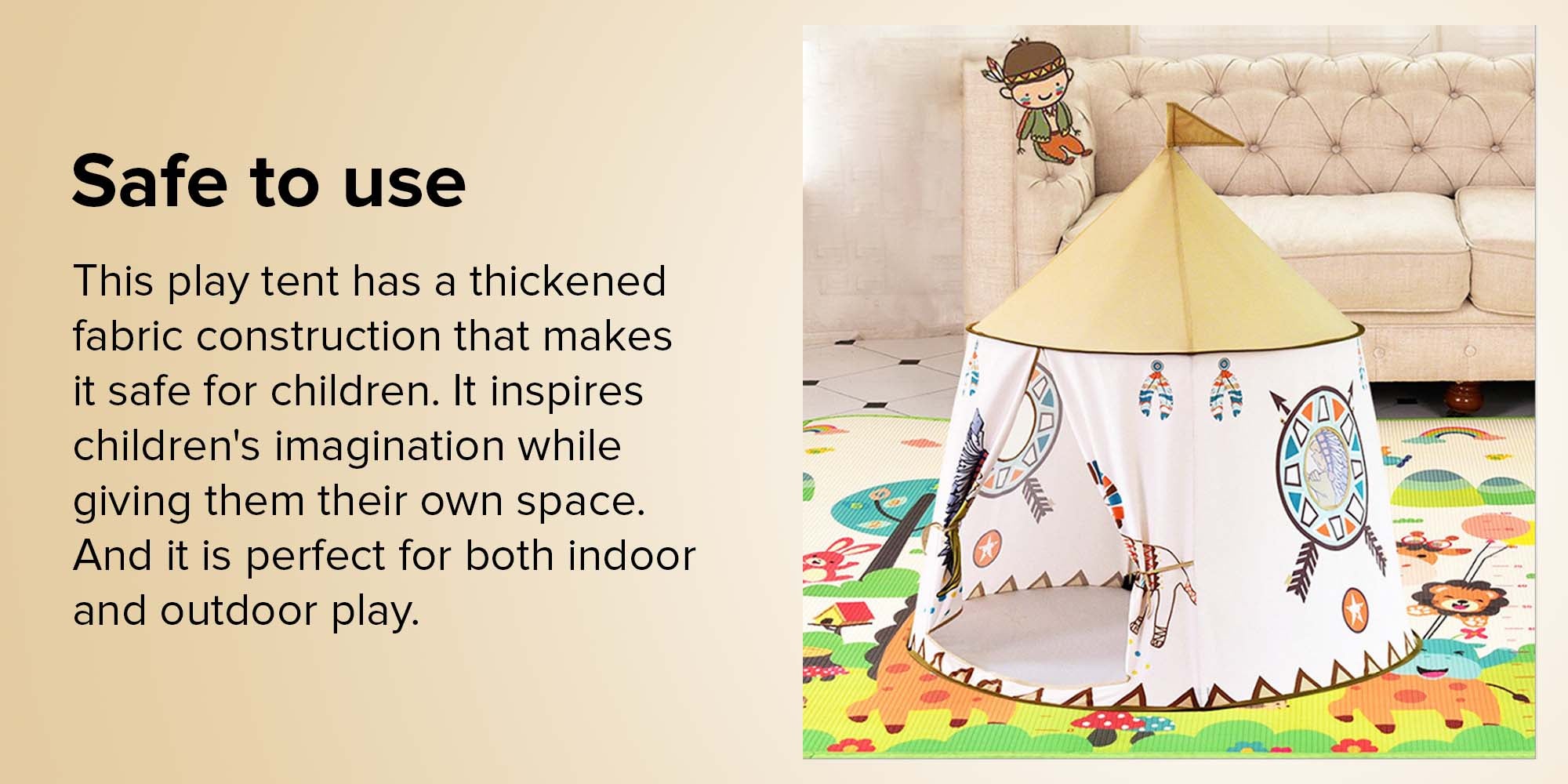 Breathable Foldable Portable Pop Up Unique Design Teepee Play House Tent 116x123cm