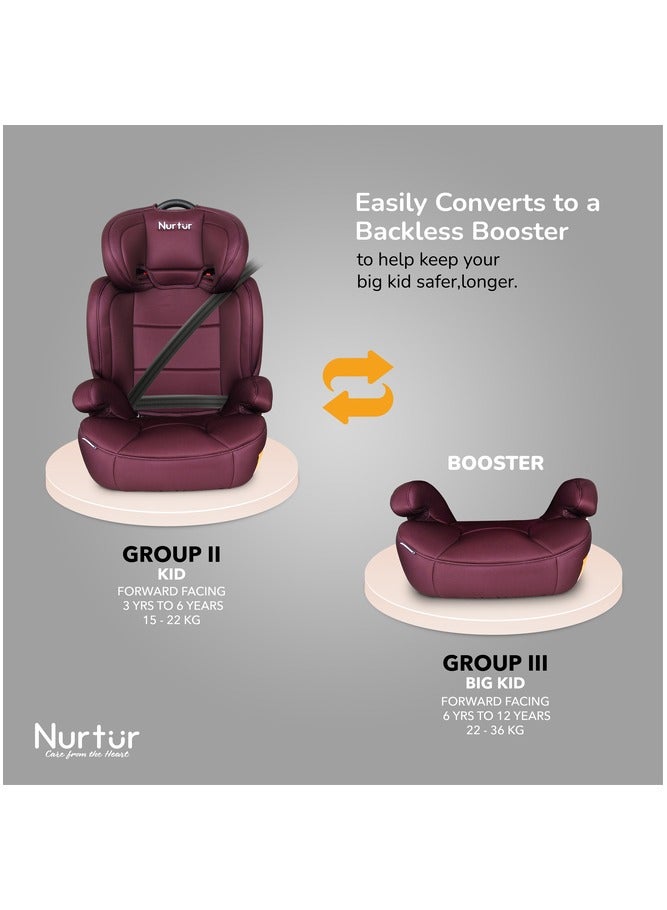 Jupiter Kids 3 in 1 Car Seat Booster Seat Adjustable Backrest Extra Protection 5Point Safety Harness 9 months to 12 years Upto 36kg Official Product