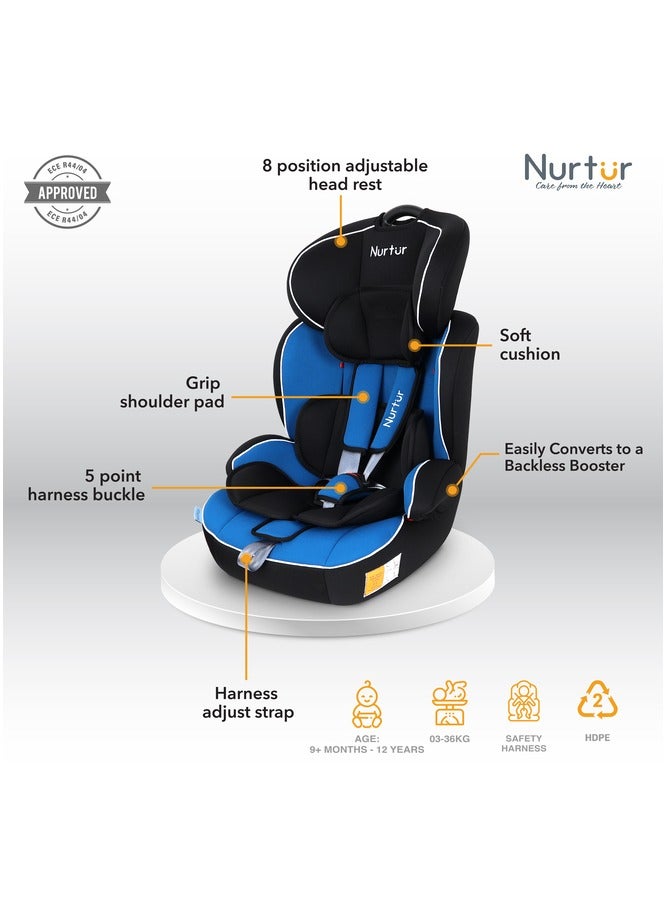 Nurtur Ragnar BabyKids 3in1 Car Seat  Booster Seat  Adjustable Headrest  Extra Protection  5Point Safety Harness  9 months to 12 years  Upto 36kg Official Nurtur Product