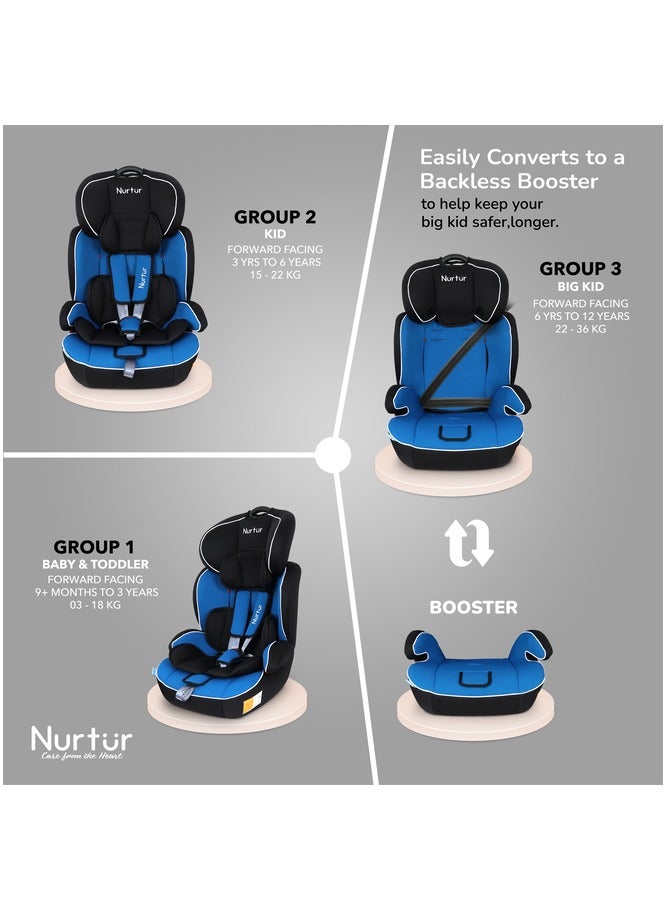 Nurtur Ragnar BabyKids 3in1 Car Seat  Booster Seat  Adjustable Headrest  Extra Protection  5Point Safety Harness  9 months to 12 years  Upto 36kg Official Nurtur Product