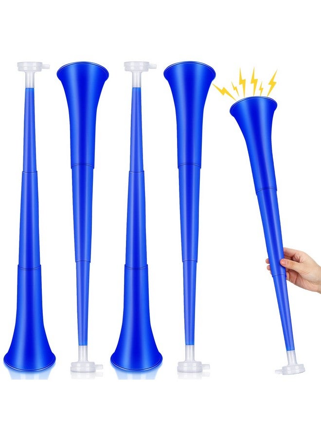 4 Pieces Collapsible Stadium Horn 24 Inch Vuvuzela Plastic Trumpet Horn Blow Horn Noisemakers For Sporting Events Graduation Games School Sports Party Supplies Favors Accessories (Blue)