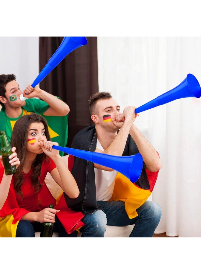 4 Pieces Collapsible Stadium Horn 24 Inch Vuvuzela Plastic Trumpet Horn Blow Horn Noisemakers For Sporting Events Graduation Games School Sports Party Supplies Favors Accessories (Blue)