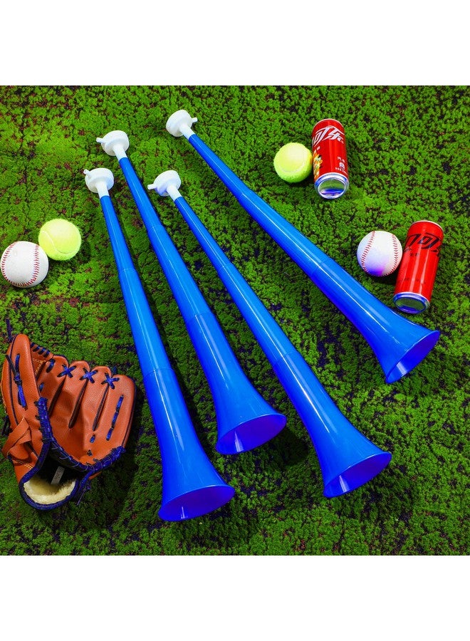 4 Pieces Collapsible Stadium Horn 24 Inch Vuvuzela Plastic Trumpet Horn Blow Horn Noisemakers For Sporting Events Graduation Games School Sports Party Supplies Favors Accessories (Blue)