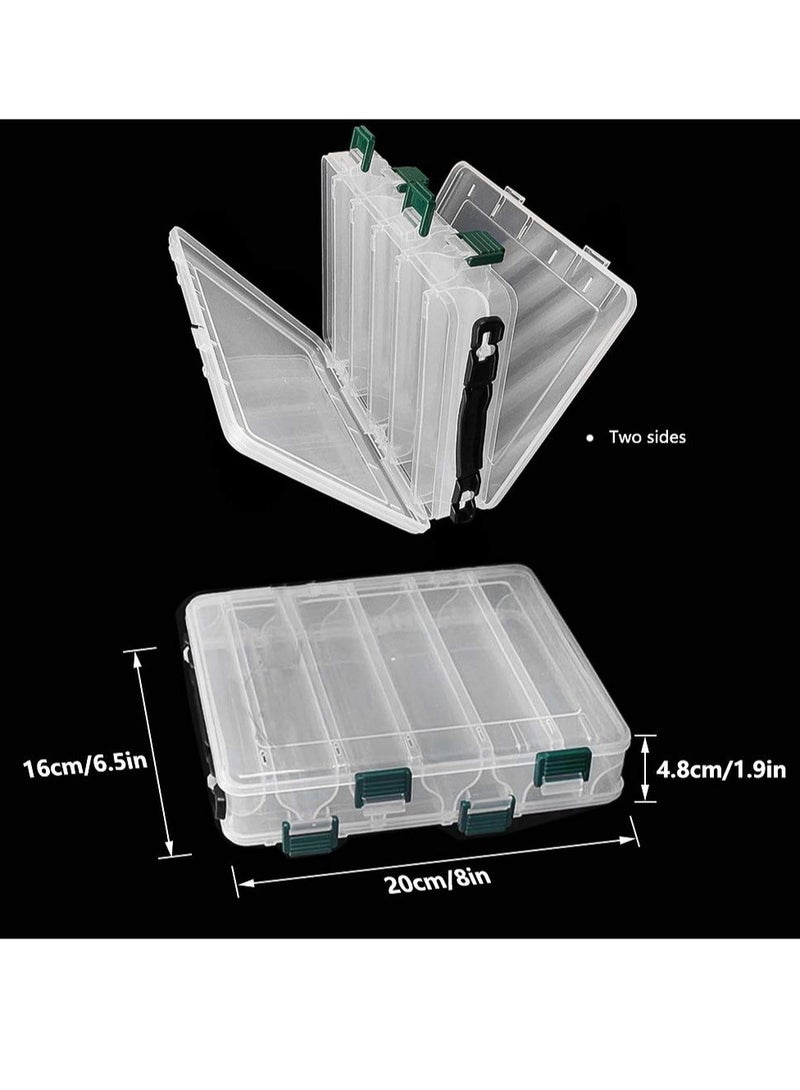 Fishing Tackle Storage Box, Double Sided Plastic Fishing Lure Box, Waterproof Visible Plastic Clear Fishing Lure Case, Suitable for Storage and Organization of Fishing Accessories Tools