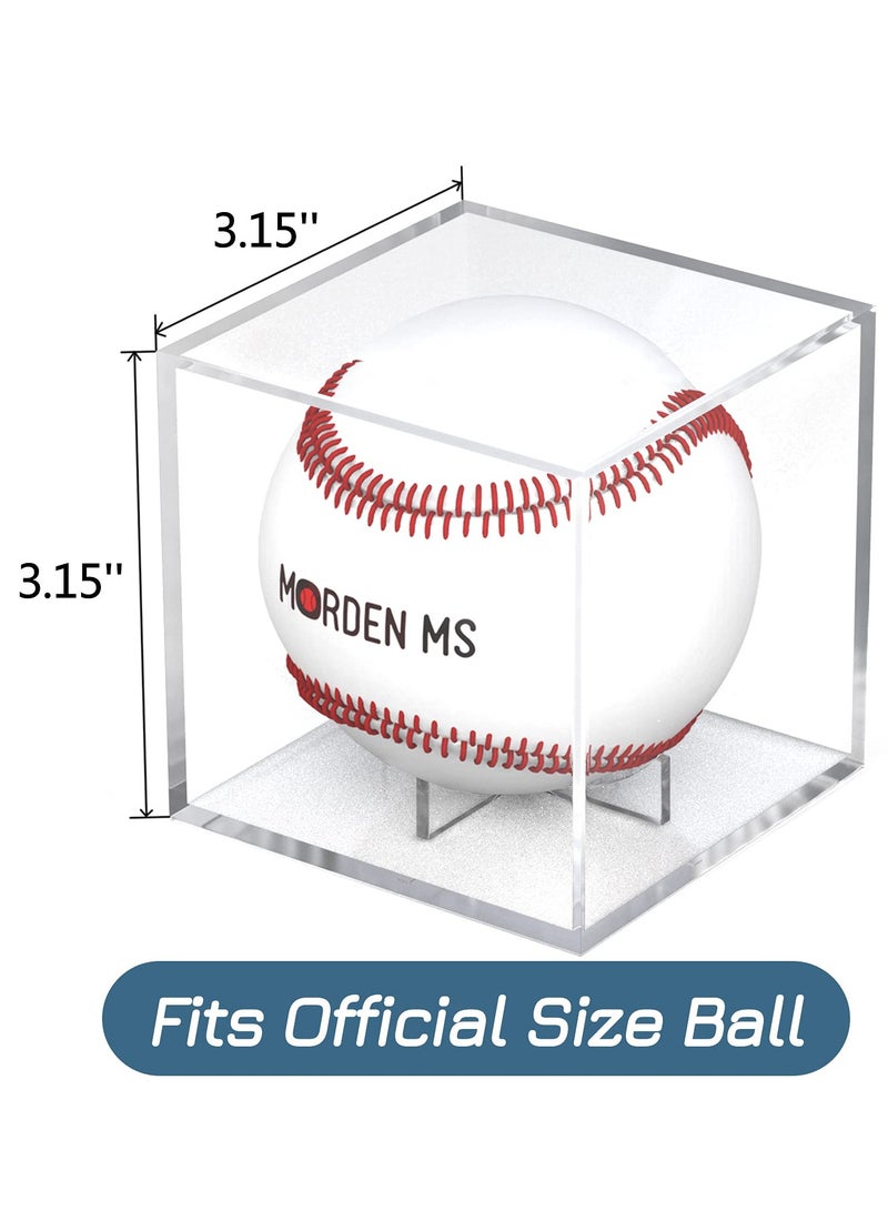 Baseball Display Case Acrylic Cube, Memorabilia Display Case for Single Ball, UV Protected Storage Box, Square Clear Baseball Stand, Sports Autograph Display Case Holder, Fits Official Size Ball