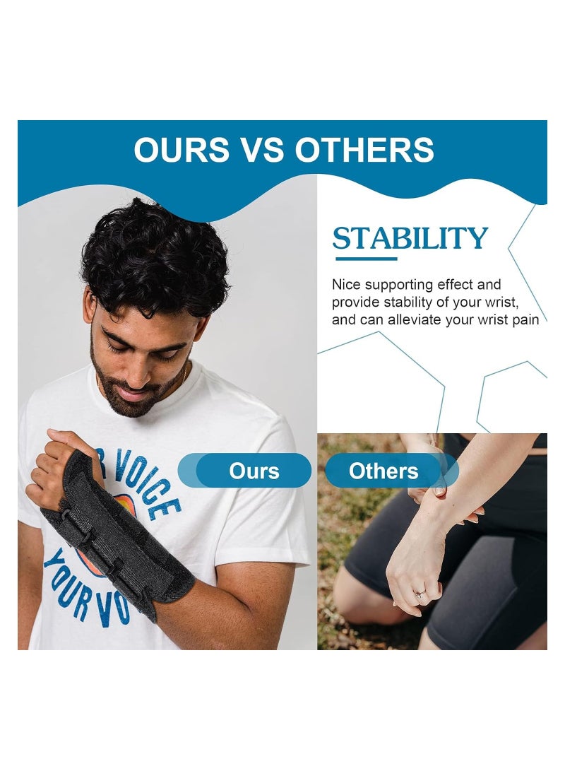 Carpal Tunnel Wrist Brace Support Removable Metal Wrist Splint, 2 Pieces Three Adjustable Compression Straps for Tendinitis, Sports Injuries, Pain Relief (Left and Right Hand)