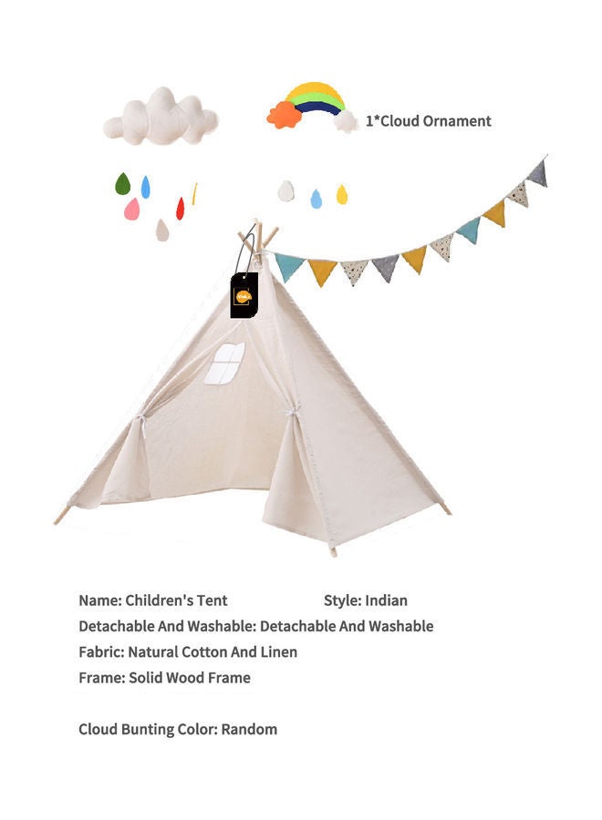 Portable Indian Children's Cotton Carva Tipi Teepee Tent Indoor Playhouse 100x100x110cm