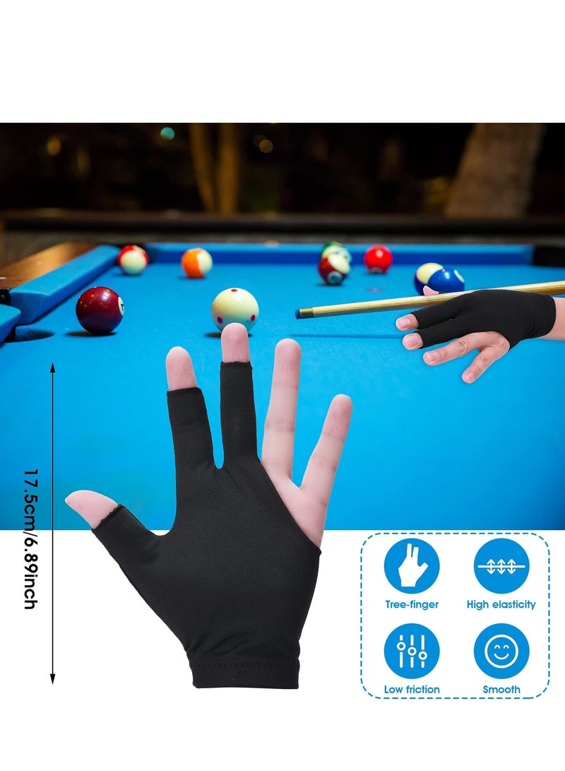 8 Pcs 3 Fingers Pool Gloves Billiard Gloves Cue Shooter Pool Gloves Anti Skid Billiard Glove Left and Right Hand Shooters Snooker Cue Sport Glove for Women Men Billiard Shooters Accessories