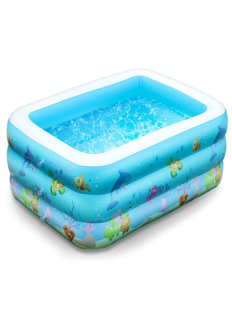 Inflatable Swimming Pools, Paddling Pool for Toddlers Kids, Rectangle Inflatable Swimming Pool for Kids, Baby Paddling Pool for Garden Backyard Outdoor,Easy to Inflate,150 cm x 106 cm x 48 cm