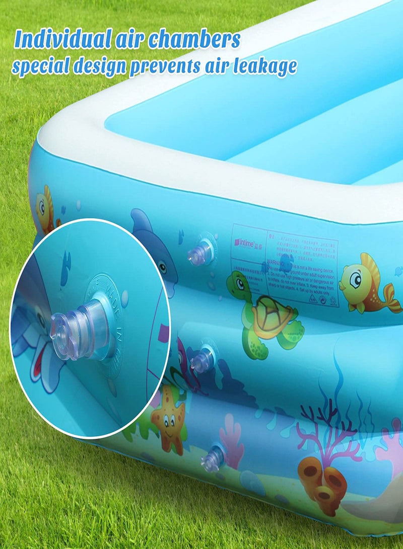 Inflatable Swimming Pools, Paddling Pool for Toddlers Kids, Rectangle Inflatable Swimming Pool for Kids, Baby Paddling Pool for Garden Backyard Outdoor,Easy to Inflate,150 cm x 106 cm x 48 cm