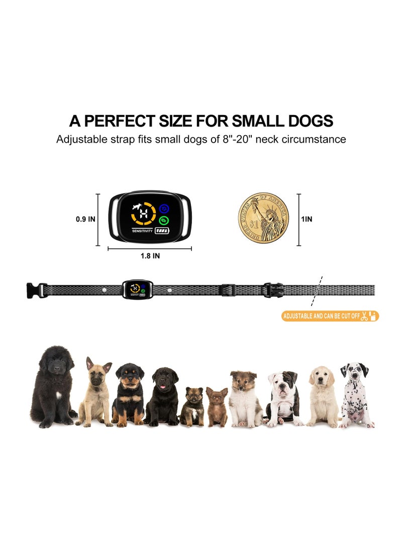 Bark Collar, for Small/Medium Dogs, No Shock Small Dog Bark Collar, Rechargeable Shockless Smart Anti Barking Collar with 6 Adjustable Sensitivity Beep Vibration for Small Medium Dogs(1 Pack)