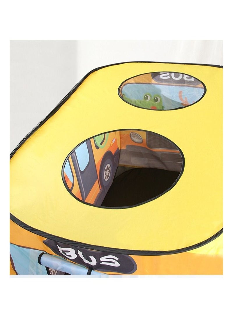 Yellow Bus Tent with Carry Bag Pop Up Indoor Tent for Kids Indoor Playhouse with 2 Openings Flat-Folding Kids Play Tent for Compact Storage