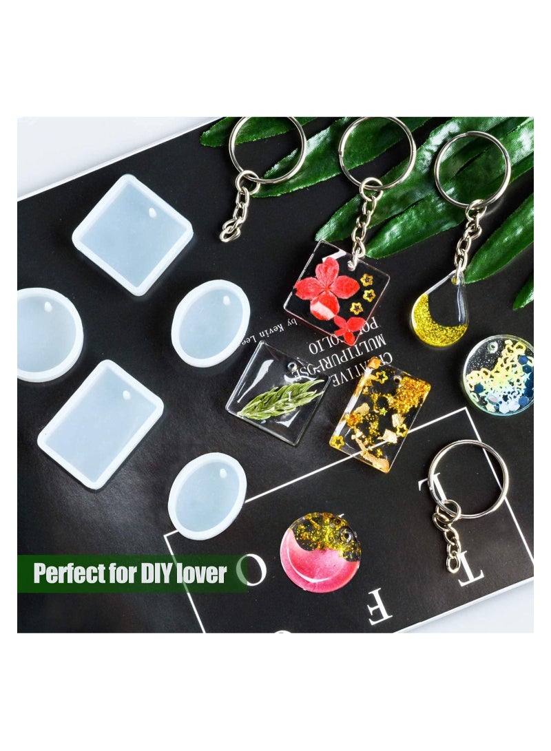 Silicone Resin Molds 20 Pcs for Jewelry Casting with Keychain Rings DIY Crafts Making or Homemade Kits Beginners