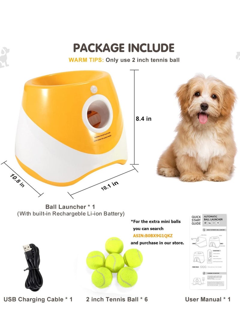 Dog Automatic Ball Launcher for Small and Medium Dogs, Interactive Dog Tennis Ball Throwing Machine Mental Stimulation Toys for Dogs Enrichment Toy for Indoor& Outdoor Use, 6 Balls Included