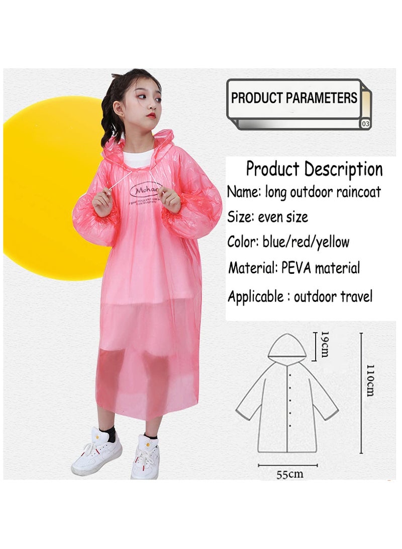 Disposable Rain Ponchos for Kids, 6 Pack Bulk Extra Thick Emergency Waterproof Raincoats with Hood Plastic Clear Travel Rain Gear for Concerts, Amusement Parks, Camping, Outdoor, Cycling, and Hiking.