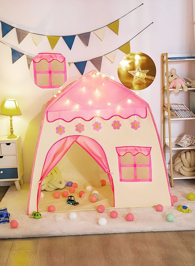 Kids Play Tent Playhouse with Star Lights, Large Fairy Playhouse with Star Lights Fairy Play House Indoor and Outdoor Toddler Tent, Easy Setup Gift for Children 51