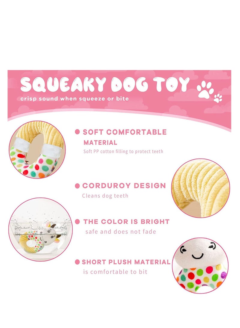 SYOSI Puppy Chew Toys Pink Puppy Teething Toys for Small Breed Dogs Cute Puppy Plush Squeaky Toys Soft Natural Rubber Puppy Teeth Cleaning Toys Girl Dog Toys Interactive Pet Toy Set 5 Pack