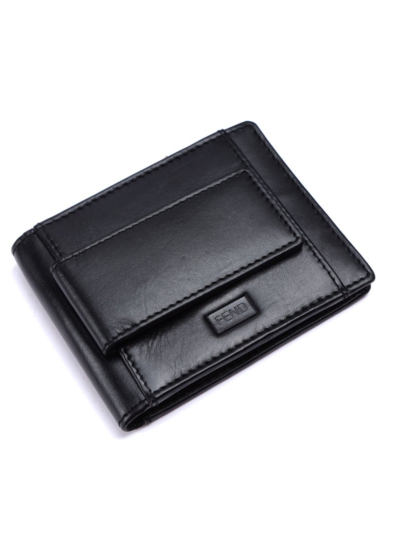 Fend Genuine Leather Card Holder Wallets with RFID Blocking for Men's and Women's Black