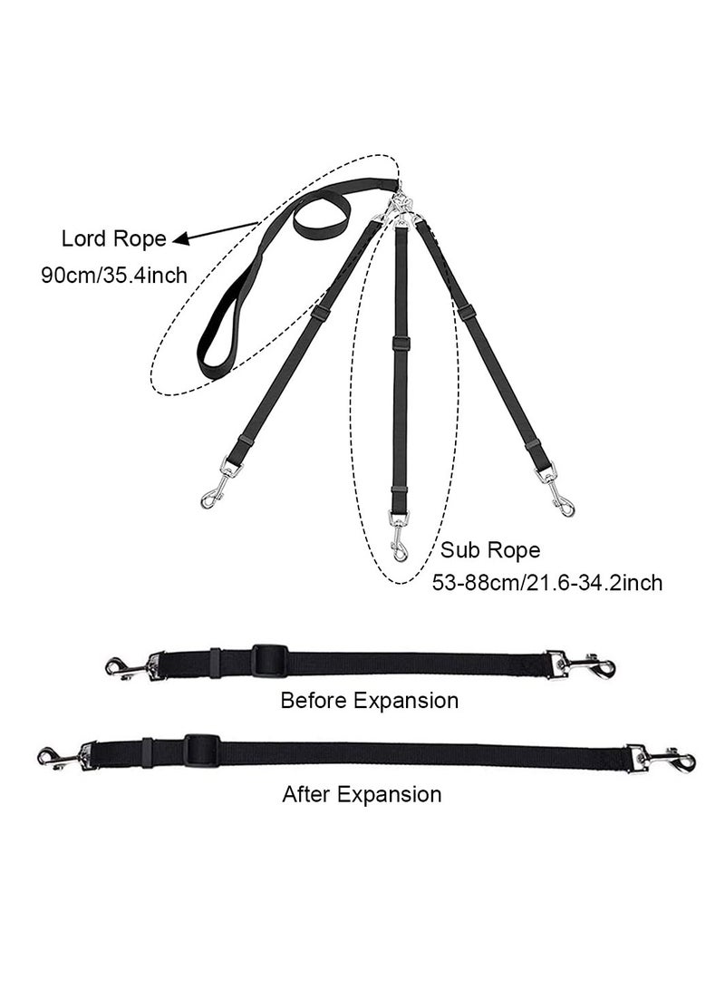 SYOSI 3 in 1 Dog Leashes, with Adjustable Detachable Coupler, Durable Strong Nylon Long Line Dog Leads, Anti-Pull Dog Leash, for Three Dogs Pet Walking Hiking