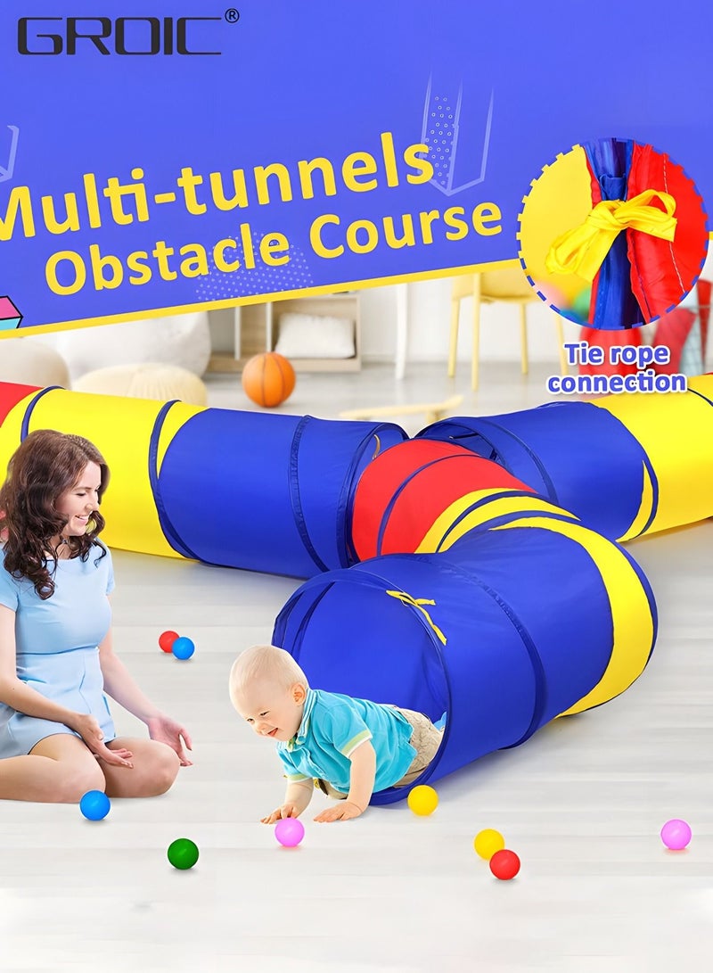 Kids Tunnel for Toddlers with Ocean Ball, Pop Up Play Tunnel Tent for Babies or Dogs, Indoor & Outdoor Toys for Kids Backyard Playset,Kids Crawl Toy