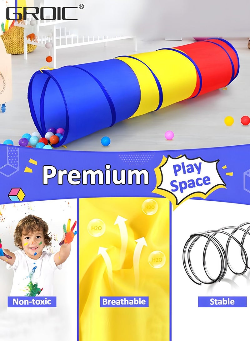 Kids Tunnel for Toddlers with Ocean Ball, Pop Up Play Tunnel Tent for Babies or Dogs, Indoor & Outdoor Toys for Kids Backyard Playset,Kids Crawl Toy