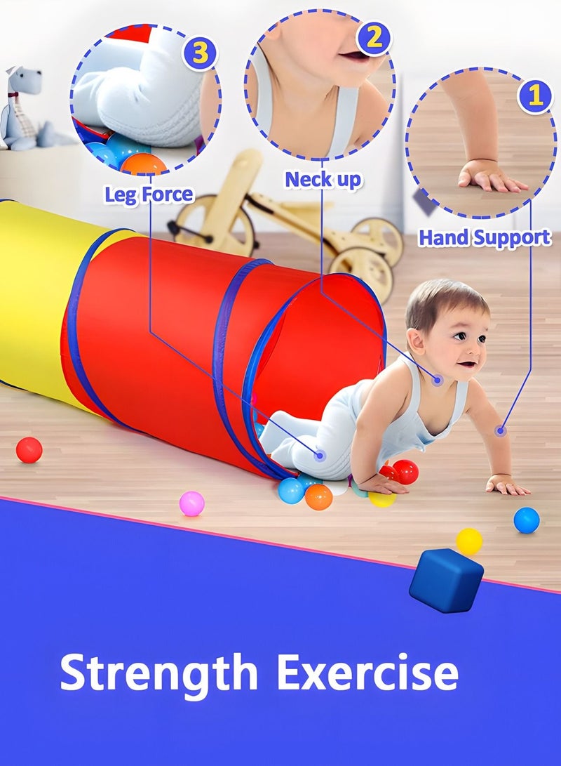 Kids Tunnel for Toddlers with Ocean Ball, Pop Up Play Tunnel Tent for Babies or Dogs, Indoor & Outdoor Toys for Kids Backyard Playset,Kids Crawl Toy