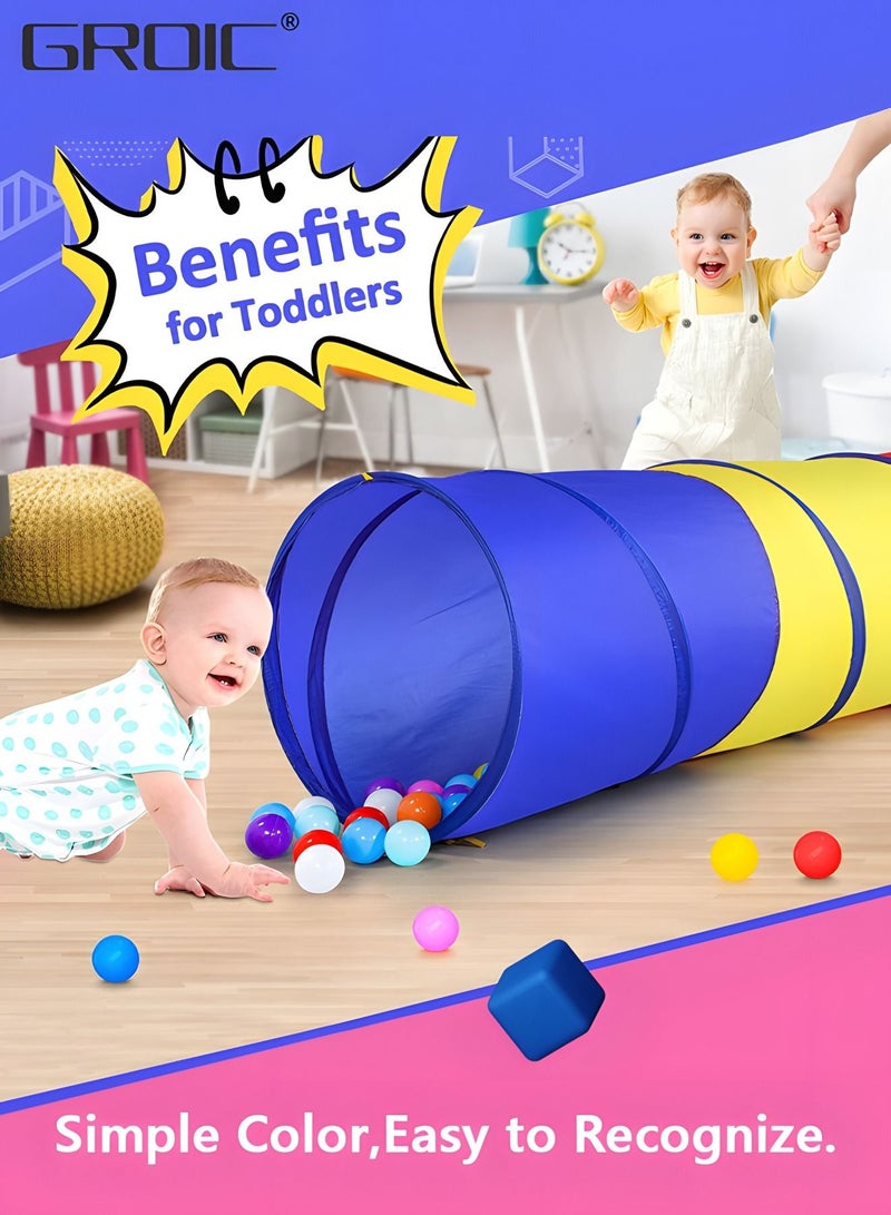 Kids Tunnel for Toddlers with Ocean Ball, Pop Up Play Tunnel Tent for Babies or Dogs, Indoor & Outdoor Toys for Kids Backyard Playset,Kids Crawl Toy