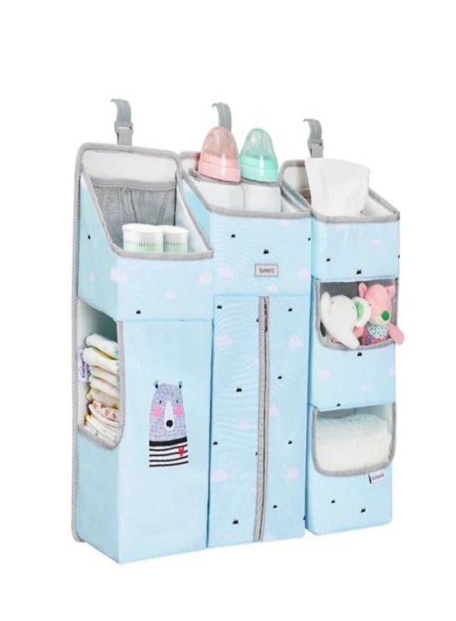 BABY BEDSIDE CRIB ORGANIZER (BLUE)