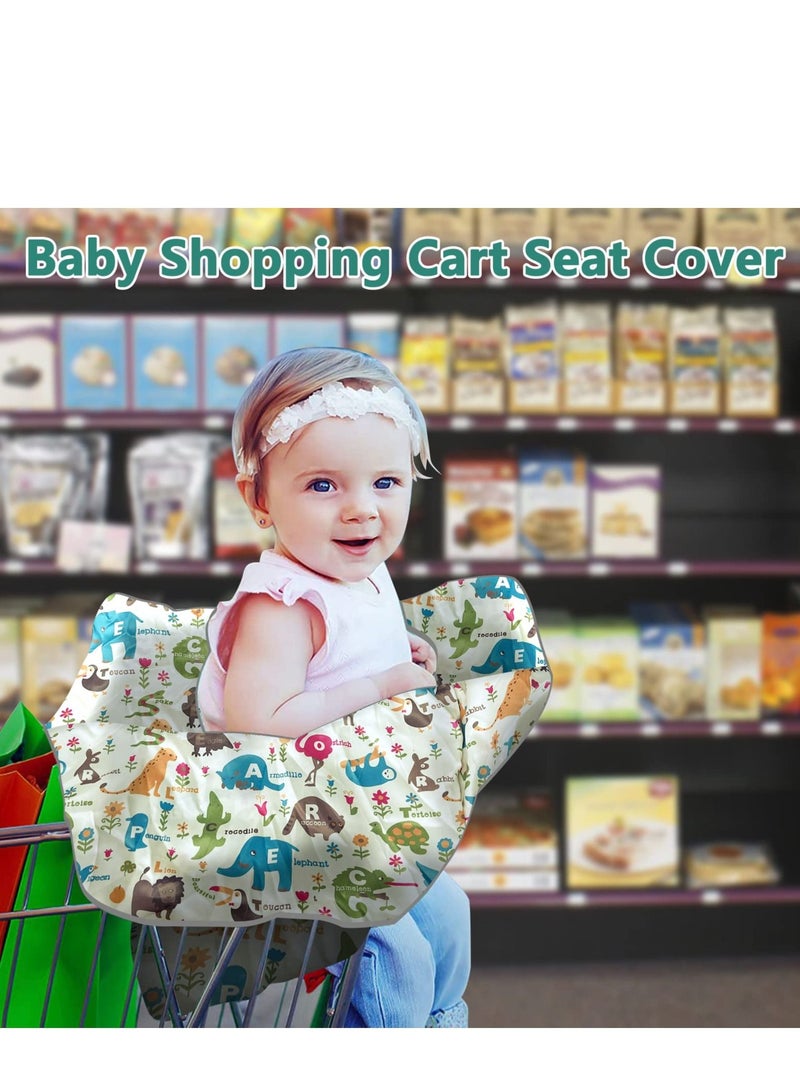 Baby Shopping Cart Cover for Baby and Toddler - 2-in-1 High Chair Cover | Portable Design, Includes Free Carry Bag for Market and Resturant Use(Cute Zoo)