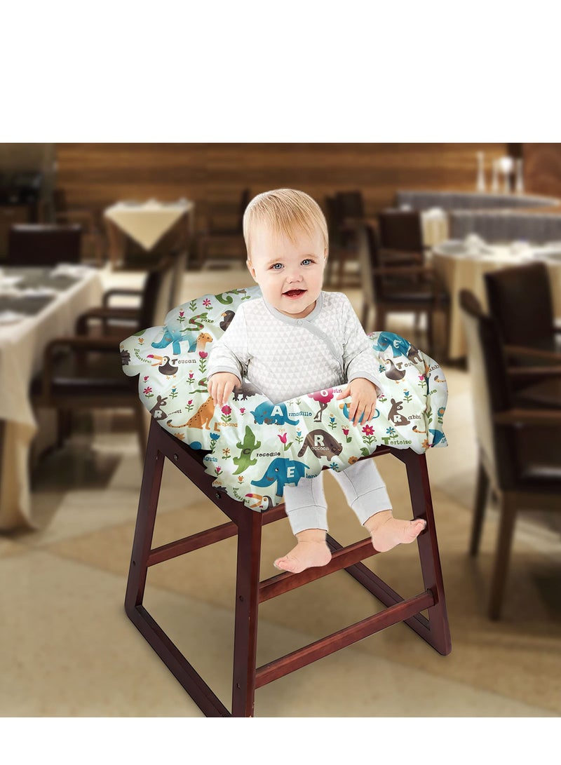 Baby Shopping Cart Cover for Baby and Toddler - 2-in-1 High Chair Cover | Portable Design, Includes Free Carry Bag for Market and Resturant Use(Cute Zoo)