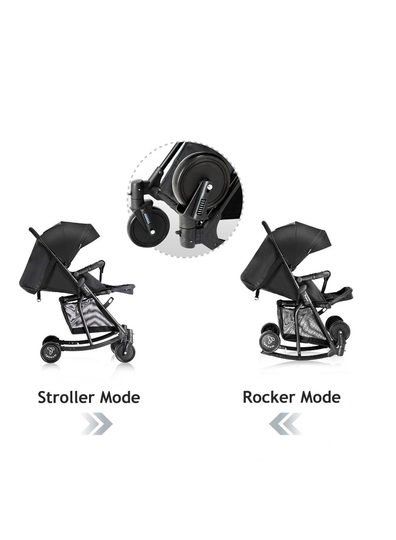 Teknum Stroller With Rocker with Blue Styler Fashion Diaper Bag- Black