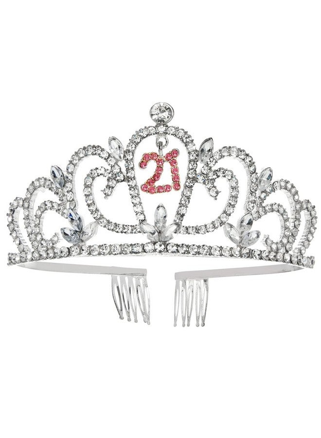 21St Birthday Sash And Crown Set For Her Finally 21 Hot Pink Reflective Sash Rhinestone Tiara