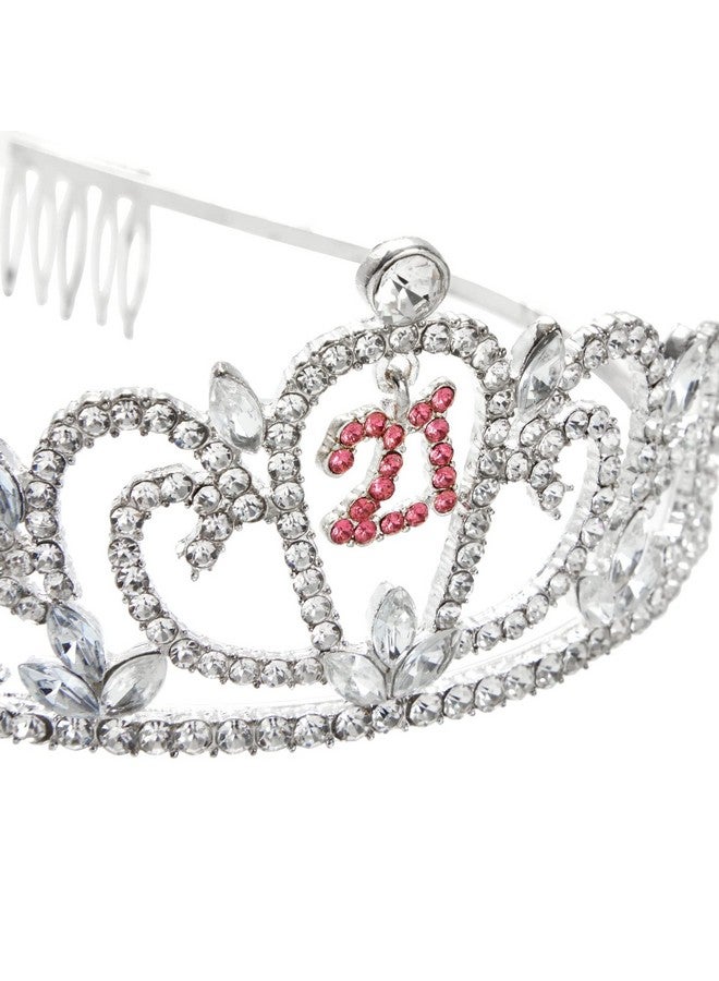 21St Birthday Sash And Crown Set For Her Finally 21 Hot Pink Reflective Sash Rhinestone Tiara