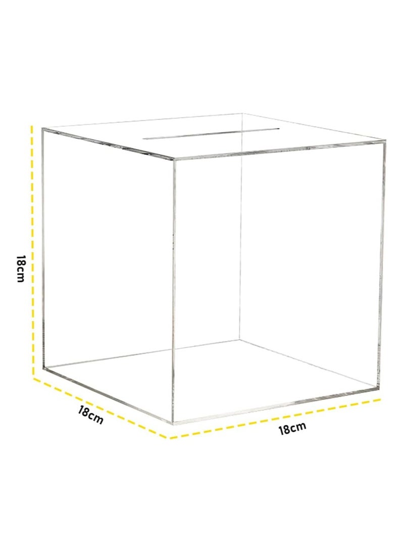 Clear Piggy Bank for Adults Kids, Acrylic Piggy Bank for Boys Girls to Saving Money Cash Coin, Must Break to Open (18 x 18 cm, Travel Fund)