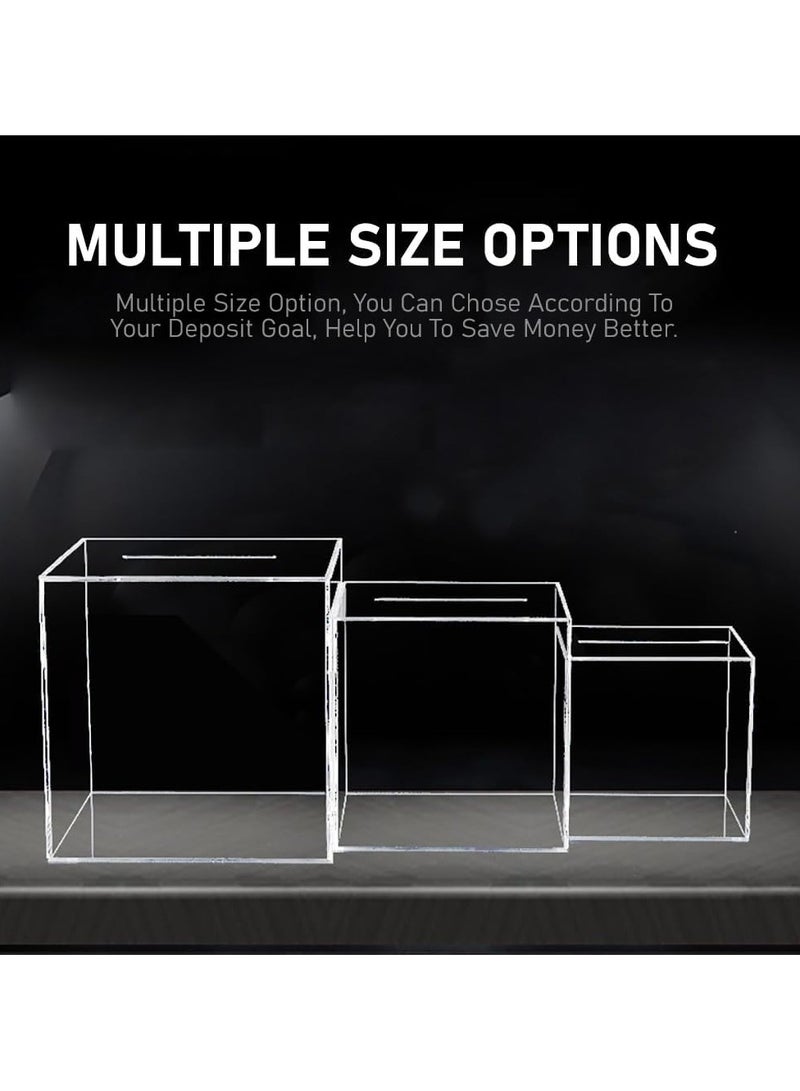 Clear Piggy Bank for Adults Kids, Acrylic Piggy Bank for Boys Girls to Saving Money Cash Coin, Must Break to Open (18 x 18 cm, Travel Fund)