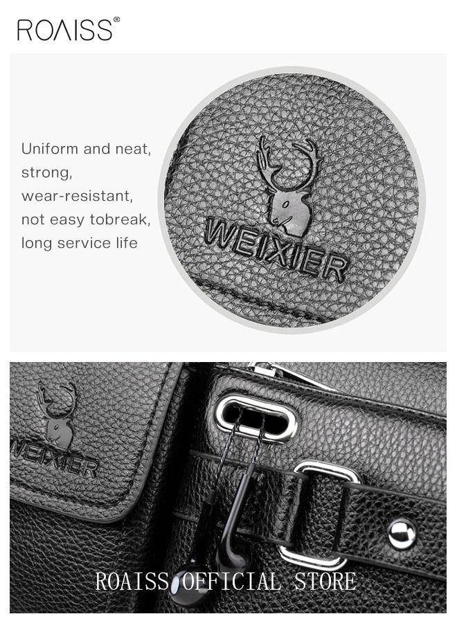 Men's Sports Waist Bag Multifunctional Outdoor Waist Bag Pu Messenger Bag Cycling Waist Bag Variety of Carrying Methods