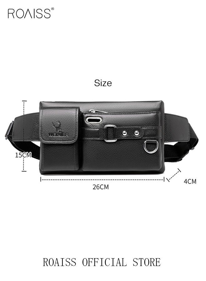 Men's Sports Waist Bag Multifunctional Outdoor Waist Bag Pu Messenger Bag Cycling Waist Bag Variety of Carrying Methods